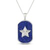 Thumbnail Image 1 of Men's Blue Lab-Created Sapphire Dog Tag Star Necklace Sterling Silver 22"