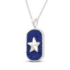 Thumbnail Image 2 of Men's Blue Lab-Created Sapphire Dog Tag Star Necklace Sterling Silver 22"