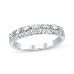 Adore Marquise & Round-Cut Diamond Two-Row Anniversary Ring 1/2 ct tw 14K White Gold