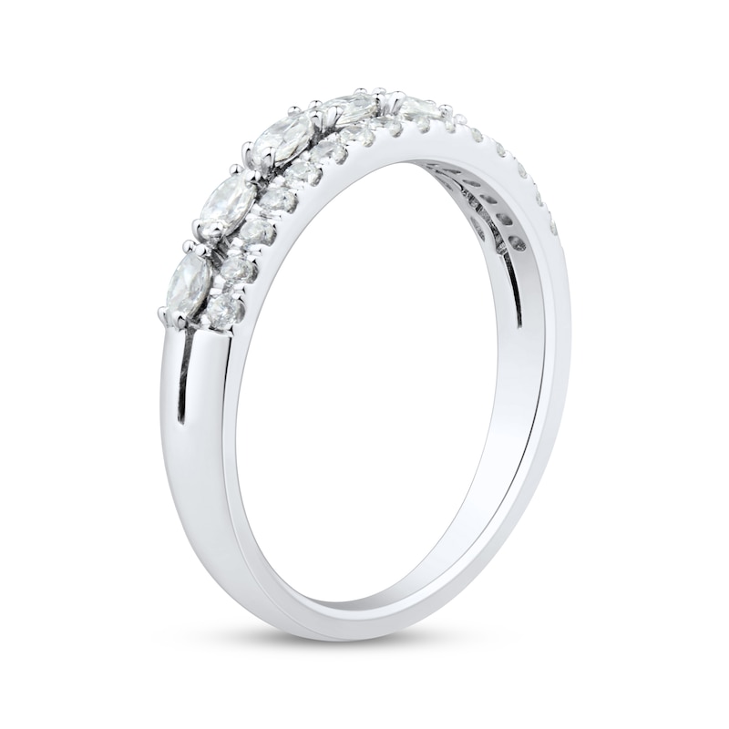 Main Image 2 of Adore Marquise & Round-Cut Diamond Two-Row Anniversary Ring 1/2 ct tw 14K White Gold