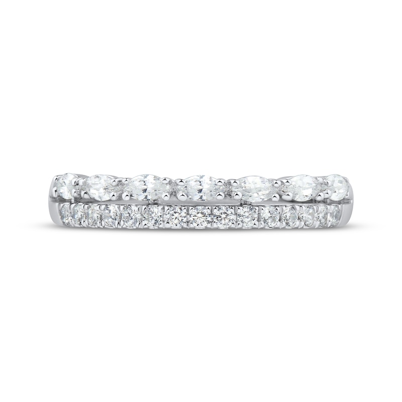 Main Image 3 of Adore Marquise & Round-Cut Diamond Two-Row Anniversary Ring 1/2 ct tw 14K White Gold