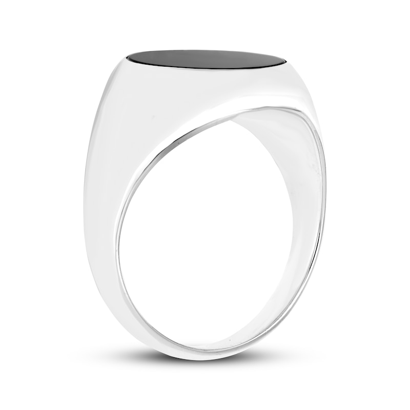 Main Image 2 of Men's Oval-Cut Black Onyx Signet Ring Sterling Silver