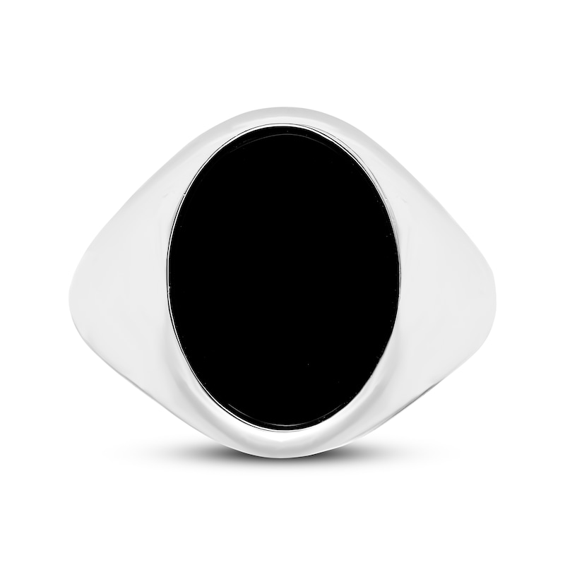Main Image 3 of Men's Oval-Cut Black Onyx Signet Ring Sterling Silver