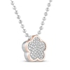 Thumbnail Image 2 of Barbie Malibu Diamond Flower Necklace 1/6 ct tw Sterling Silver & 10K Rose Gold 18"