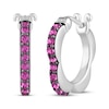 Thumbnail Image 1 of Barbie Malibu Pink Lab-Created Sapphire Flower Hoop Earrings Sterling Silver