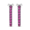 Thumbnail Image 2 of Barbie Malibu Pink Lab-Created Sapphire Flower Hoop Earrings Sterling Silver