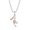 Thumbnail Image 1 of Barbie Pink Lab-Created Sapphire & Diamond Accent High Heel Necklace Sterling Silver & 10K Rose Gold 18"
