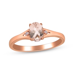 Oval-Cut Morganite & Diamond Accent Ring 10K Rose Gold