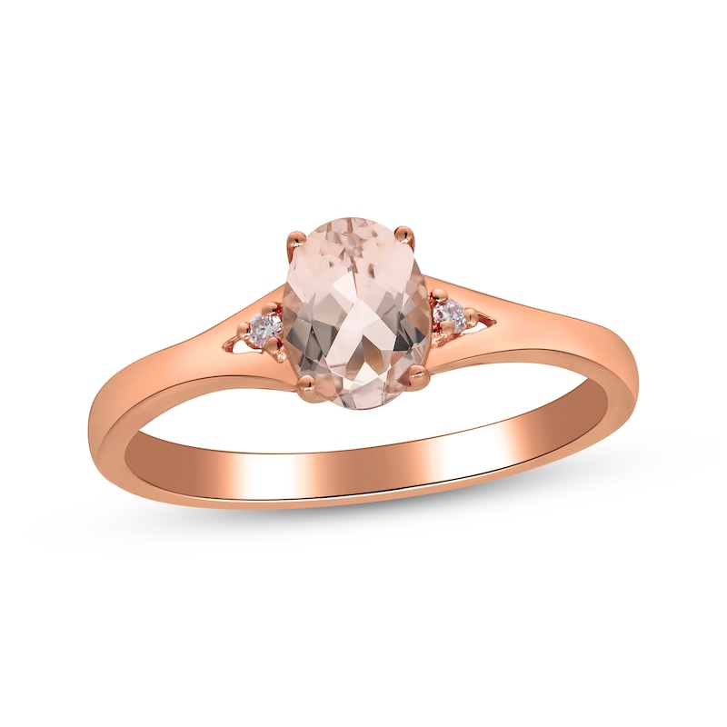 Main Image 1 of Oval-Cut Morganite & Diamond Accent Ring 10K Rose Gold