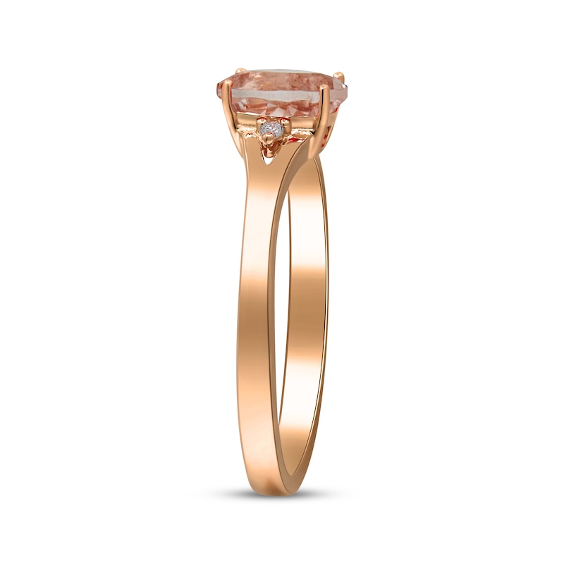 Main Image 2 of Oval-Cut Morganite & Diamond Accent Ring 10K Rose Gold