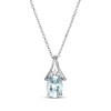 Thumbnail Image 1 of Oval-Cut Aquamarine & White Lab-Created Sapphire Necklace Sterling Silver 18"
