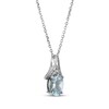 Thumbnail Image 2 of Oval-Cut Aquamarine & White Lab-Created Sapphire Necklace Sterling Silver 18"