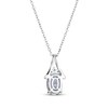 Thumbnail Image 3 of Oval-Cut Aquamarine & White Lab-Created Sapphire Necklace Sterling Silver 18"