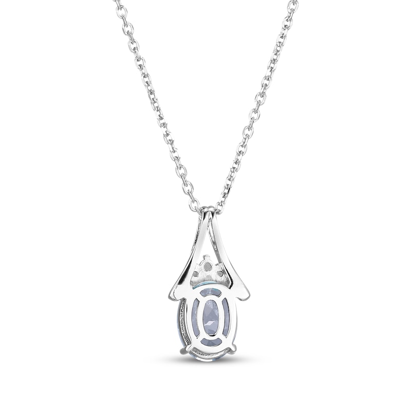 Main Image 3 of Oval-Cut Aquamarine & White Lab-Created Sapphire Necklace Sterling Silver 18"