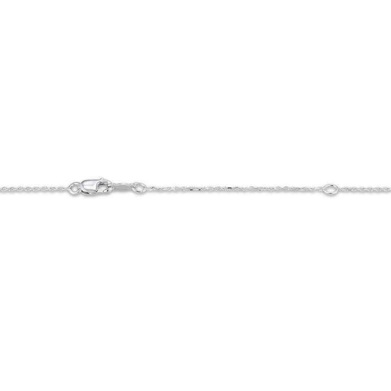 Main Image 4 of Oval-Cut Aquamarine & White Lab-Created Sapphire Necklace Sterling Silver 18"