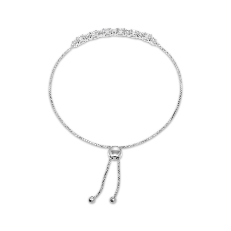 Main Image 2 of Oval & Round-Cut White Lab-Created Sapphire Bolo Bracelet Sterling Silver 9"