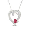Thumbnail Image 2 of Heart-Shaped Lab-Created Ruby & White Lab-Created Sapphire Necklace Sterling Silver 18"