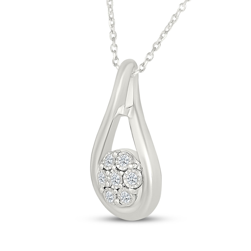 Main Image 2 of Multi-Diamond Teardrop Necklace 1/10 ct tw Sterling Silver 18"