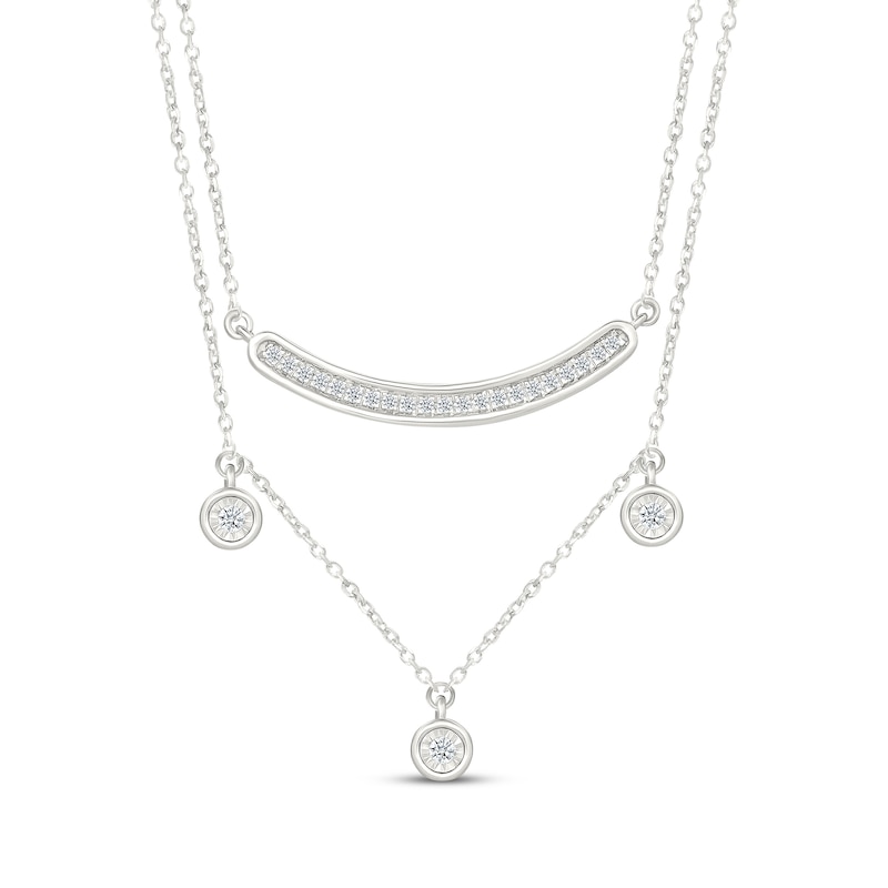 Main Image 1 of Diamond Layered Necklace 1/6 ct tw Sterling Silver 18"