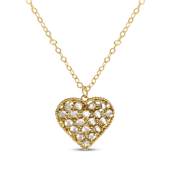 Italian Brilliance Heart Necklace 14K Two-Tone Gold 18"