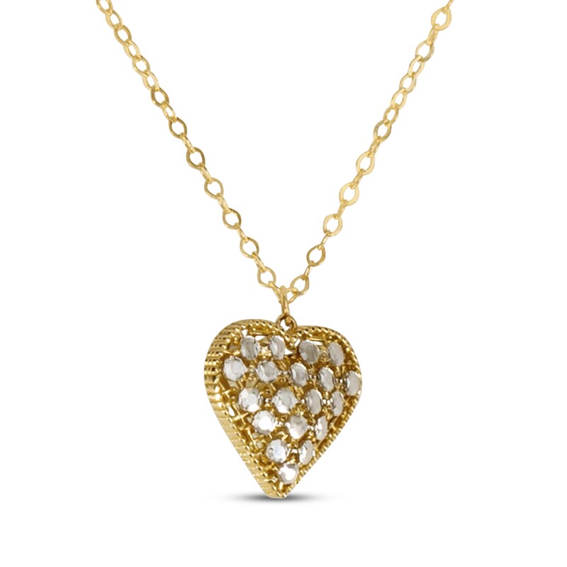 Main Image 2 of Italian Brilliance Heart Necklace 14K Two-Tone Gold 18"