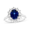 Thumbnail Image 1 of KAY Lab-Grown Diamonds Oval-Cut Blue Lab-Created Sapphire Halo Ring 3/4 ct tw 10K White Gold