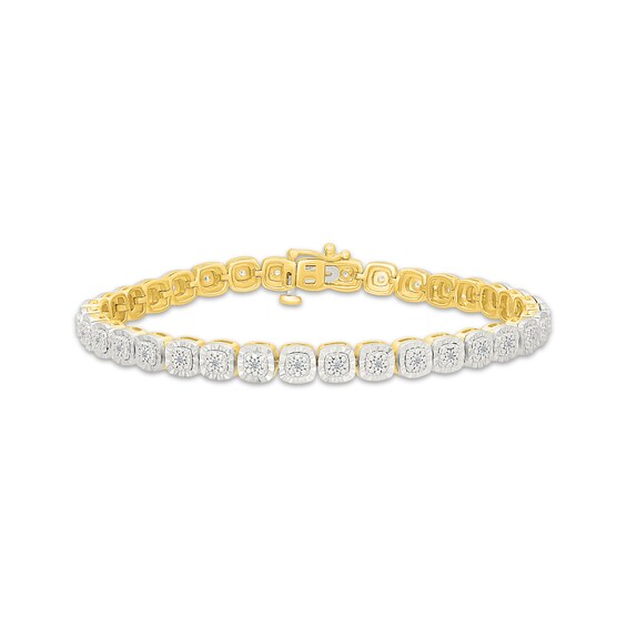 KAY Lab-Grown Diamonds Cushion-Shaped Link Bracelet 1/4 ct tw 24K Yellow Gold Vermeil Sterling Silver 7.25"