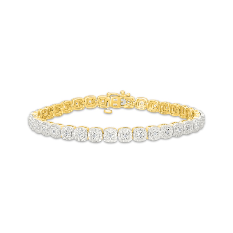 Main Image 1 of KAY Lab-Grown Diamonds Cushion-Shaped Link Bracelet 1/4 ct tw 24K Yellow Gold Vermeil Sterling Silver 7.25"