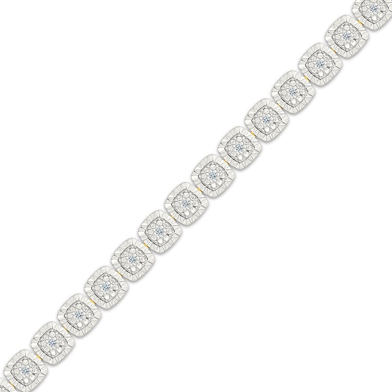Main Image 2 of KAY Lab-Grown Diamonds Cushion-Shaped Link Bracelet 1/4 ct tw 24K Yellow Gold Vermeil Sterling Silver 7.25"