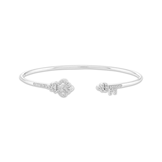Diamond Crown Key Bangle Bracelet 1/4 ct tw Sterling Silver