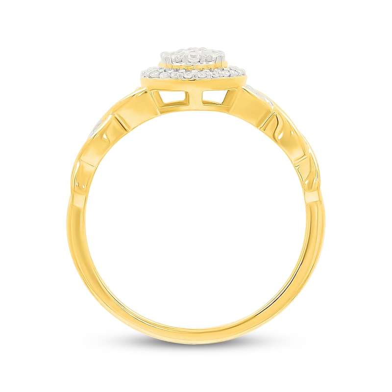 Main Image 3 of Baguette & Round-Cut Multi-Diamond Promise Ring 1/5 ct tw 10K Yellow Gold