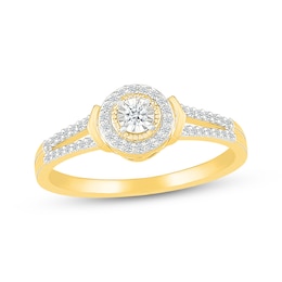 Diamond Halo Promise Ring 1/6 ct tw 10K Yellow Gold