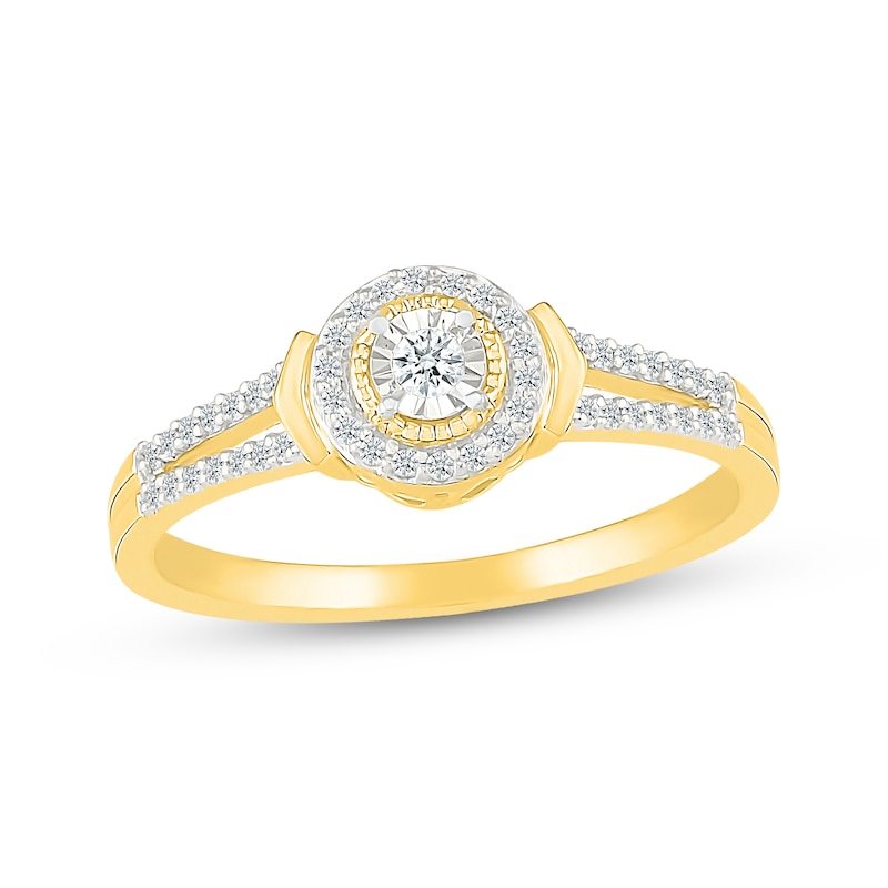 Main Image 1 of Diamond Halo Promise Ring 1/6 ct tw 10K Yellow Gold