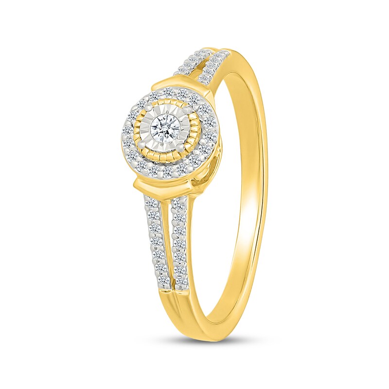 Main Image 2 of Diamond Halo Promise Ring 1/6 ct tw 10K Yellow Gold