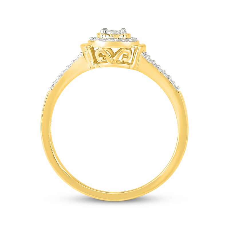 Main Image 3 of Diamond Halo Promise Ring 1/6 ct tw 10K Yellow Gold