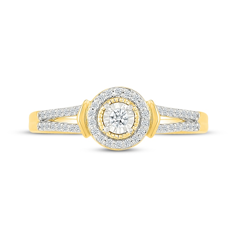 Main Image 4 of Diamond Halo Promise Ring 1/6 ct tw 10K Yellow Gold