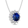 Thumbnail Image 2 of Blue & White Lab-Created Sapphire Halo Necklace Sterling Silver 18"