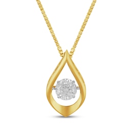 White Lab-Created Sapphire Teardrop Frame Necklace 24K Yellow Gold Vermeil Sterling Silver 18"