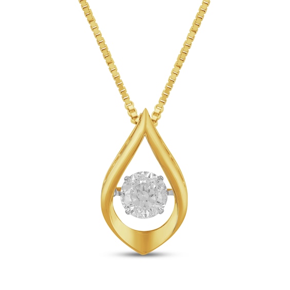 White Lab-Created Sapphire Teardrop Frame Necklace 24K Yellow Gold Vermeil Sterling Silver 18"