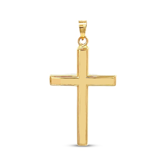 Simple Cross Necklace Charm 10K Yellow Gold