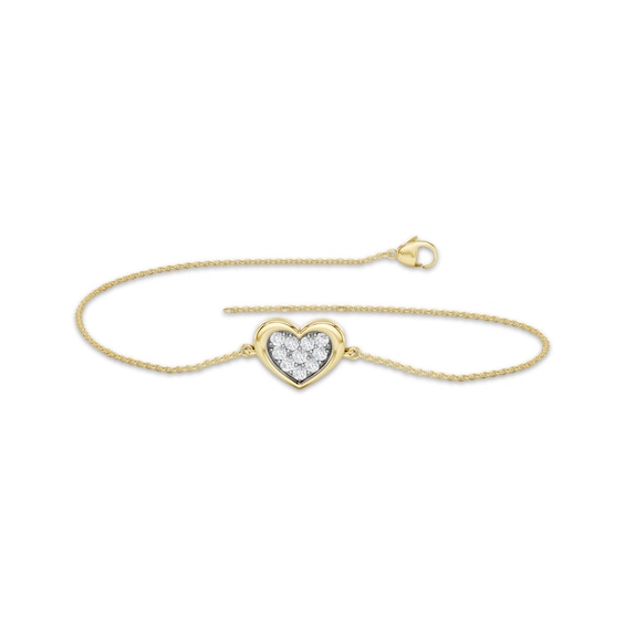 KAY Lab-Grown Diamonds Heart Bracelet 1/15 ct tw 10K Yellow Gold 7.25"