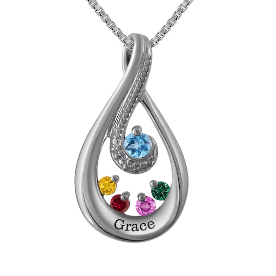 Birthstone Family & Mother's Necklace (2-5 Stones and 1 Line)