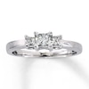 Previously Owned 3-Stone Engagement Ring 1/2 ct tw Princess-cut Diamonds 14K White Gold