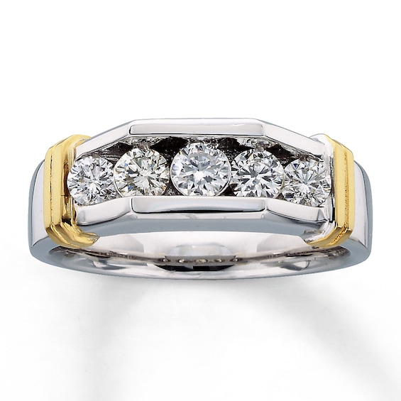 Previously Owned Men's Wedding Band 1 ct tw Round-cut Diamonds 14K Two-Tone Gold
