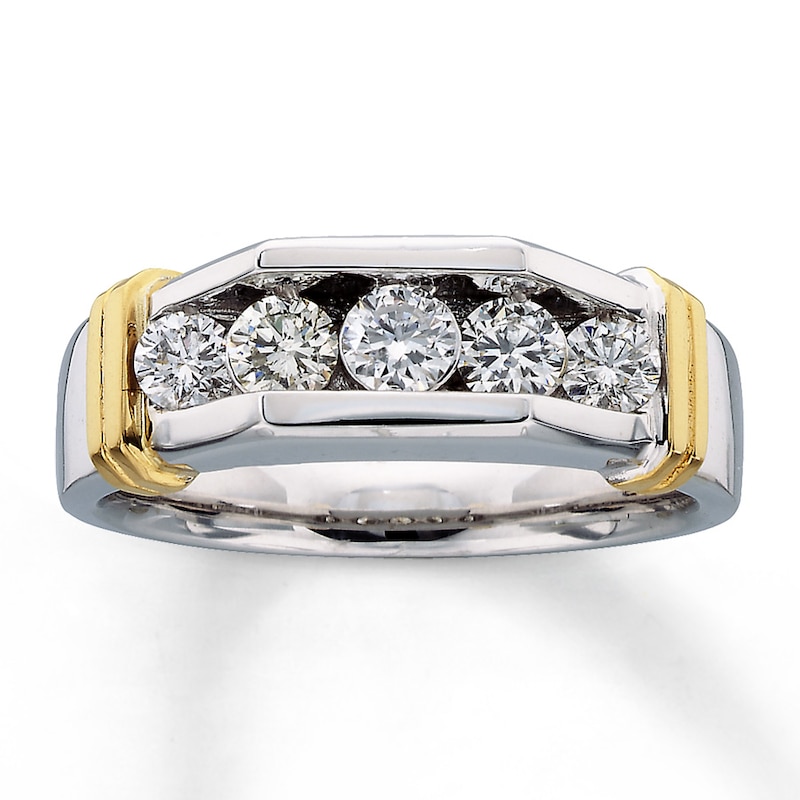 Previously Owned Men's Wedding Band 1 ct tw Round-cut Diamonds 14K Two-Tone Gold
