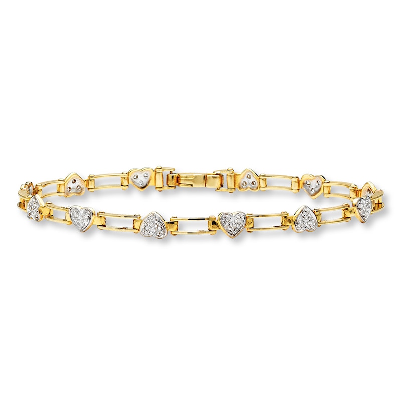 Main Image 1 of Previously Owned Diamond Heart Bracelet 1/4 ct tw Round-cut 10K Yellow Gold