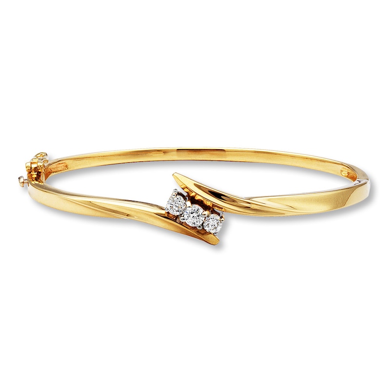 Main Image 1 of Previously Owned Diamond Bangle Bracelet 1/2 ct tw Round-cut 14K Yellow Gold