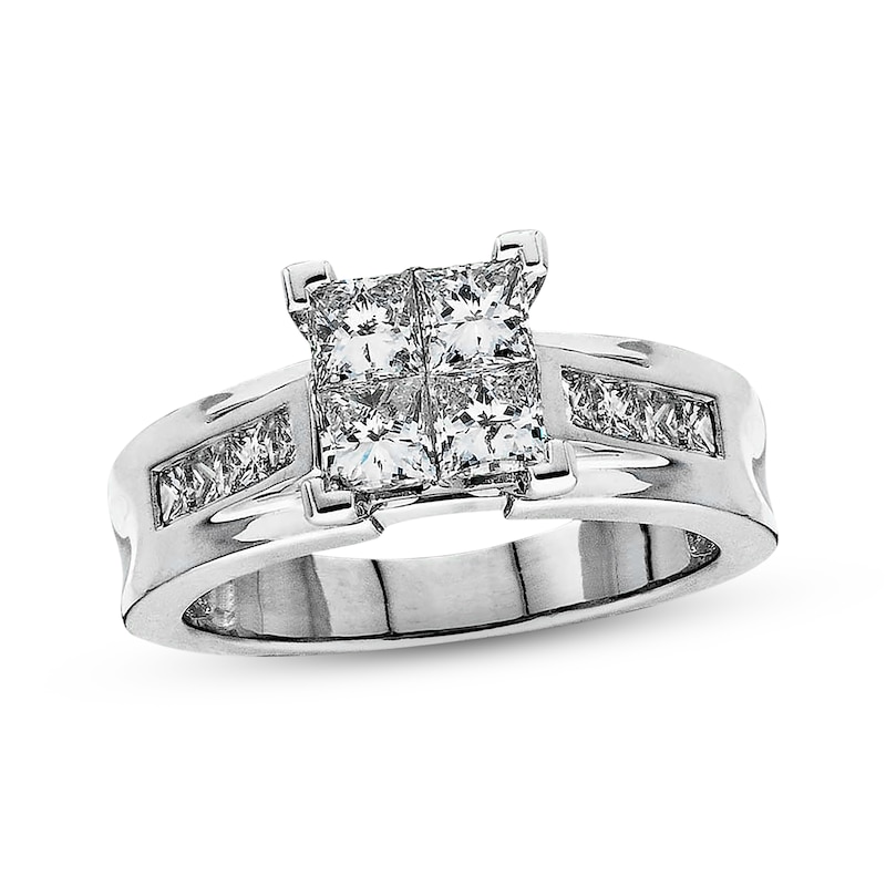 Main Image 1 of Previously Owned Diamond Engagement Ring 1-1/2 ct tw Princess-cut 14K White Gold