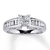 Thumbnail Image 1 of Previously Owned Diamond Engagement Ring 1 ct tw Princess, Baguette & Round-cut 14K White Gold