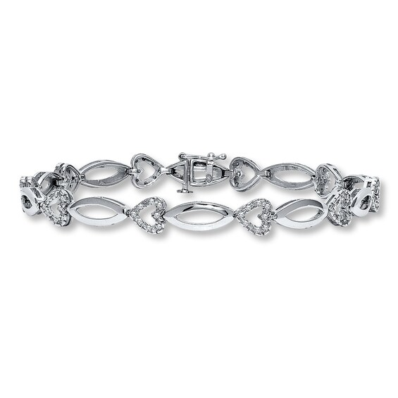 Previously Owned Diamond Heart Bracelet 1/3 ct tw Round-cut 10K White Gold